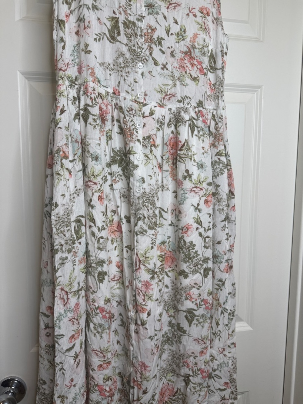 Frye sleeveless floral white button down flowy midi dress sz Sm - Picture 3 of 7